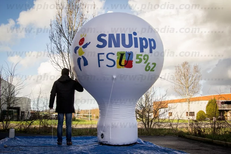 ballon montgolfière publicitaire pour syndicat FSU 59 à poser sur un canion