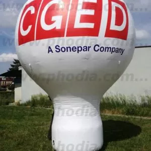 ballon géant 4 m publicitaire en forme de montgolfiere à poser sur le toit de l'entreprise CGED
